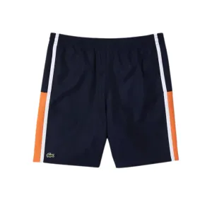 Heat Safe Lacoste Men's SPORT Colourblock Panels Lightweight Shorts (Navy/Orange)