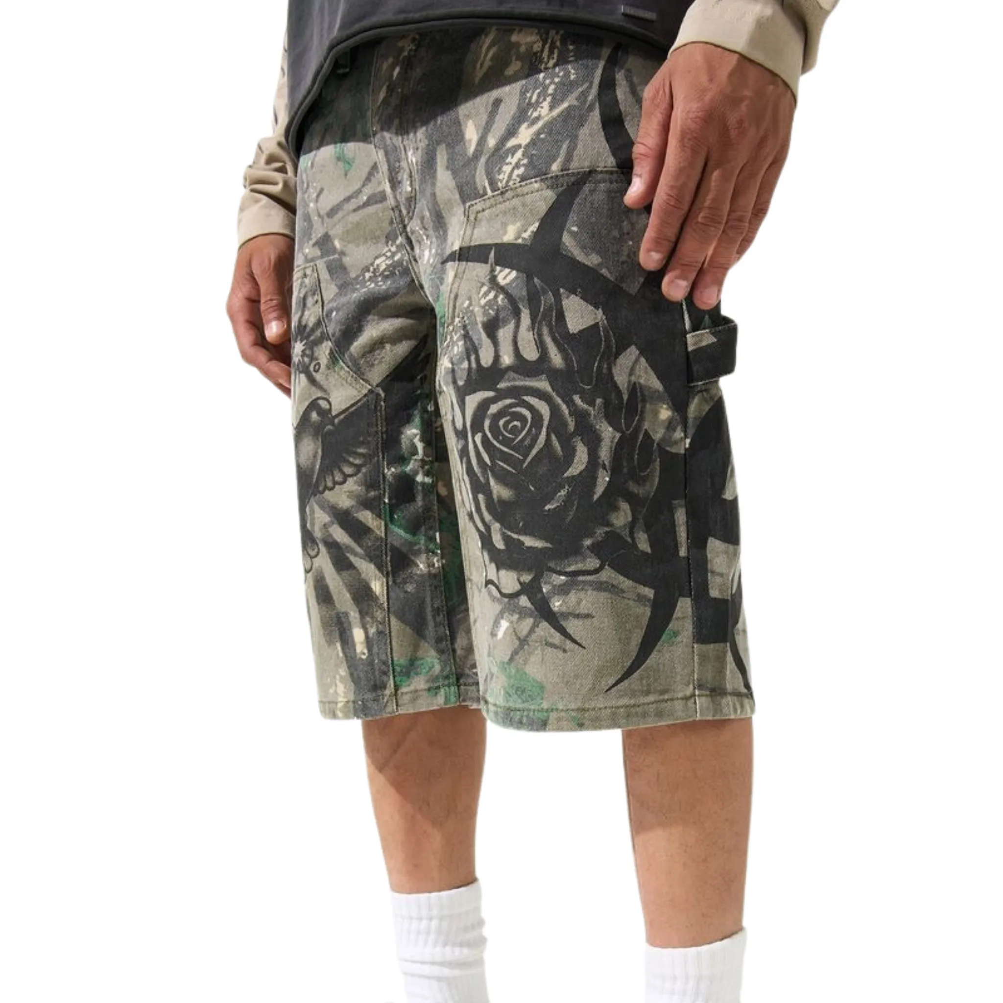 Serenede "PARADI$E" Denim Shorts Outdoor Activity Street Look