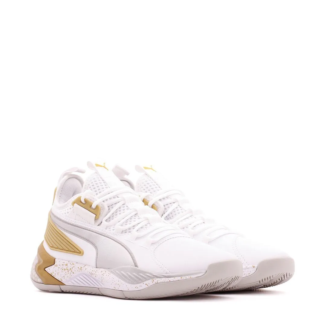 Puma Basketball Uproar Hybrid Court White Metallic Silver Men 192775-09 Motion control Breathable Inner Lining