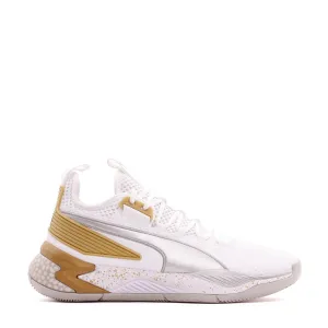 Anti   Fatigue Tension Adjust Straps Puma Basketball Uproar Hybrid Court White Metallic Silver Men 192775-09