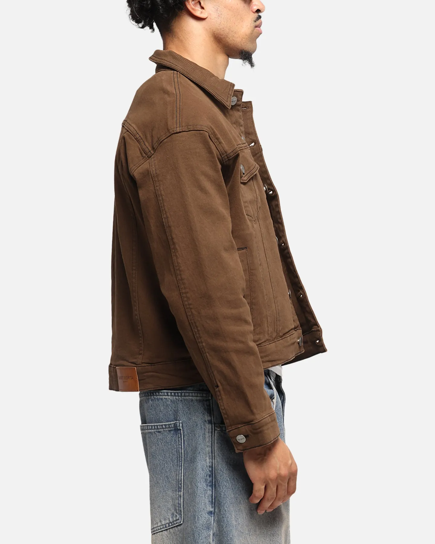 Saint Morta Trucker Denim Jacket Vintage Brown Temperature Regulating Safari