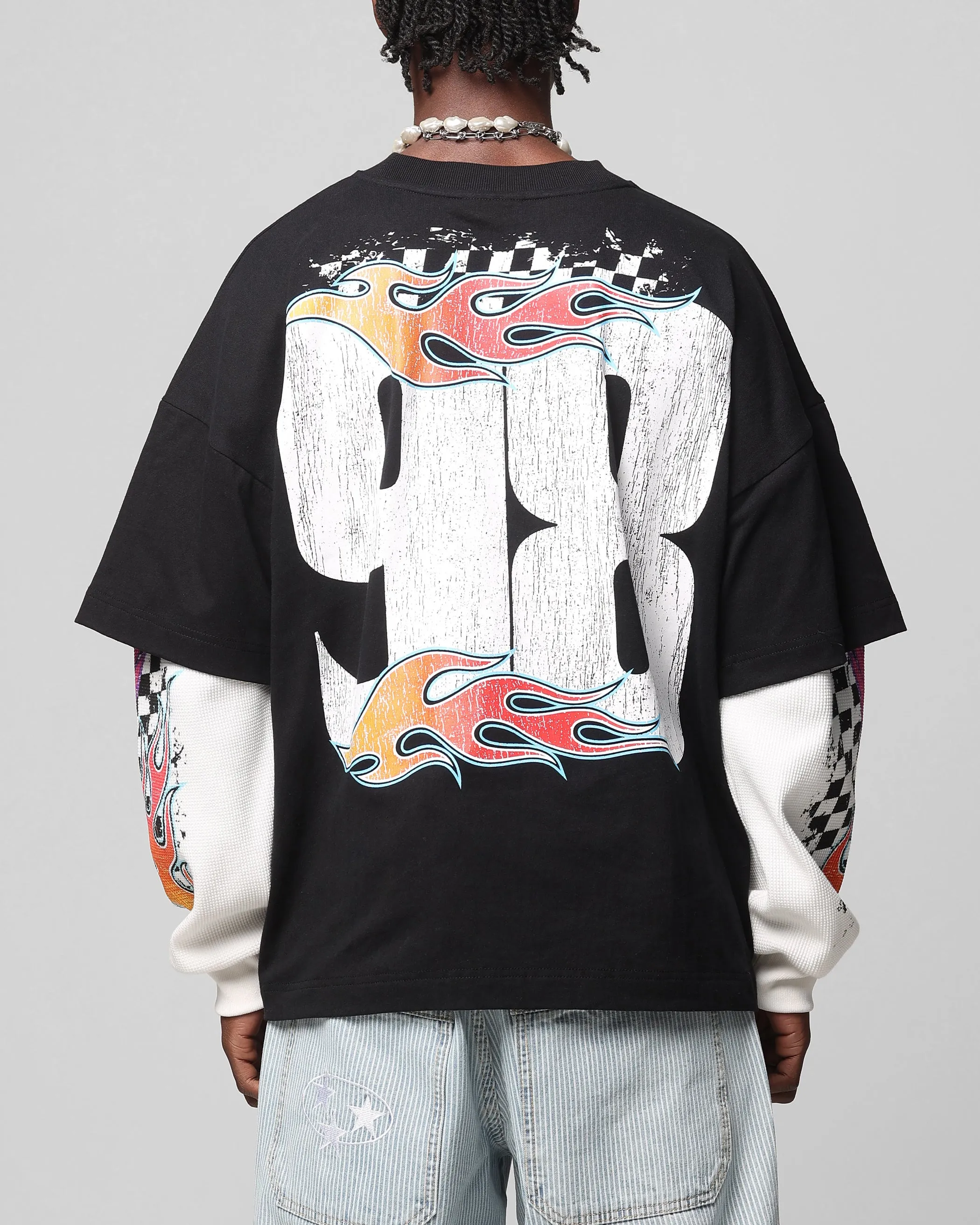 Loiter Daytona Layered Long Sleeve T-Shirt Black/White StaticResistant Light Pants