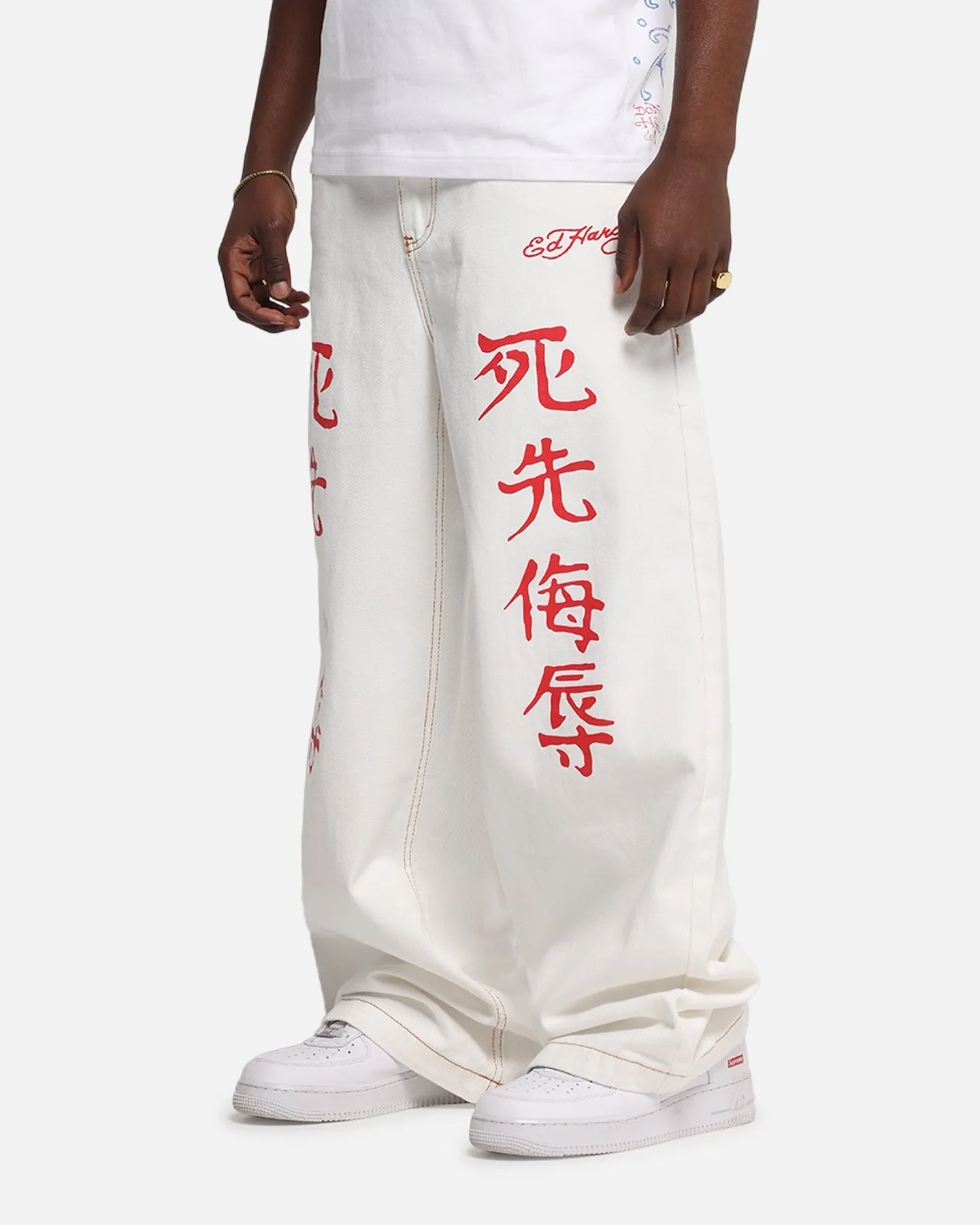 Ed Hardy Death Before Dishonour Jeans Off White HeatRegulating