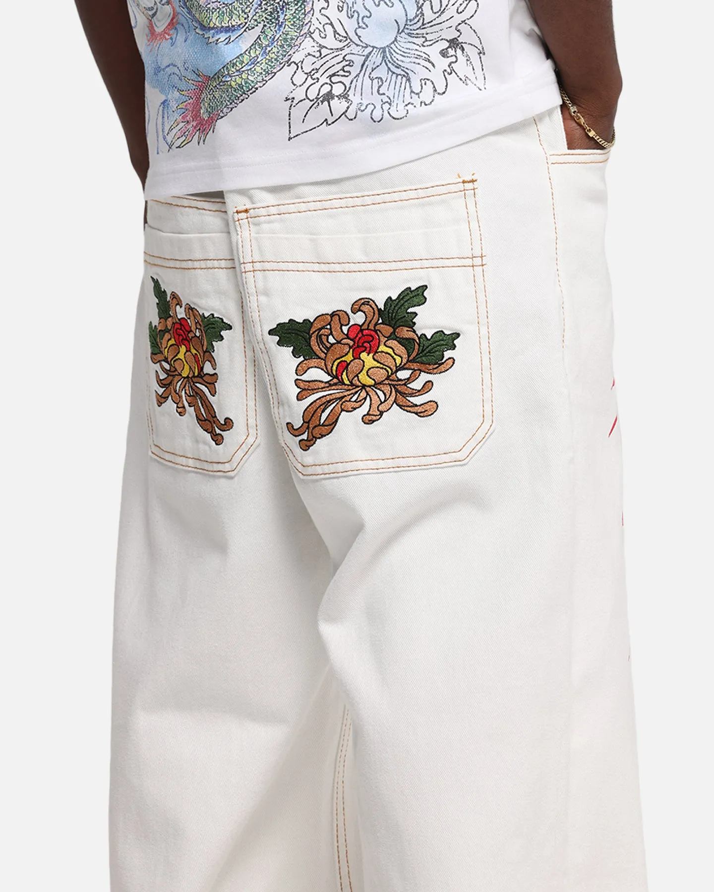 Ed Hardy Death Before Dishonour Jeans Off White Functional Wear