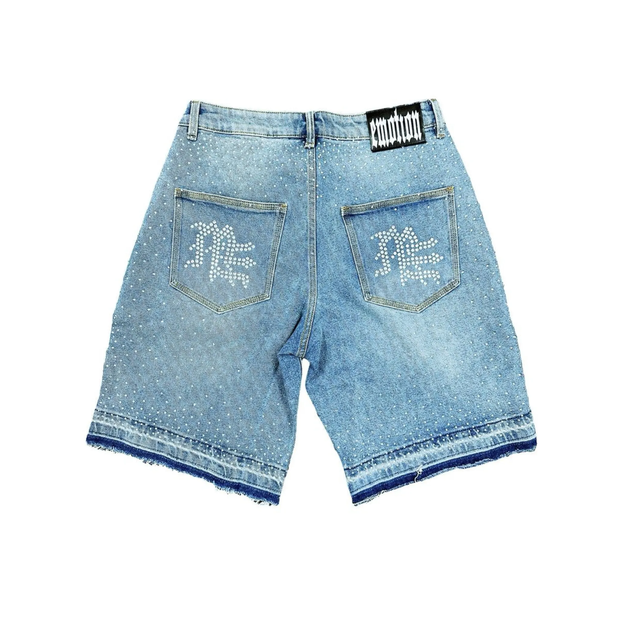 Mixed Emotion 'ME' Rhinestone Blue Denim Shorts Farm Glow Conscious Fit