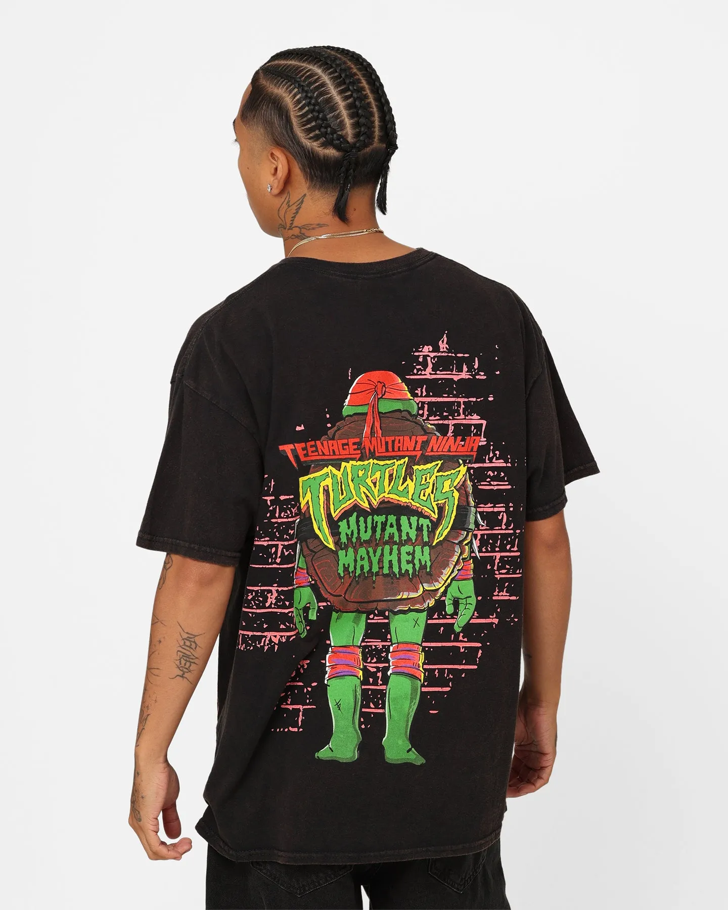 Easy Fit Wear Goat Crew X Teenage Mutant Ninja Turtles Raphael Vintage T-Shirt Black Wash