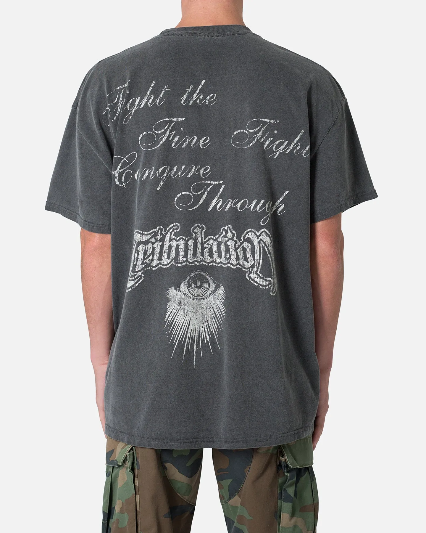 MNML Tribulation T-Shirt Washed Black Multi Panel Design Flatlock stitching