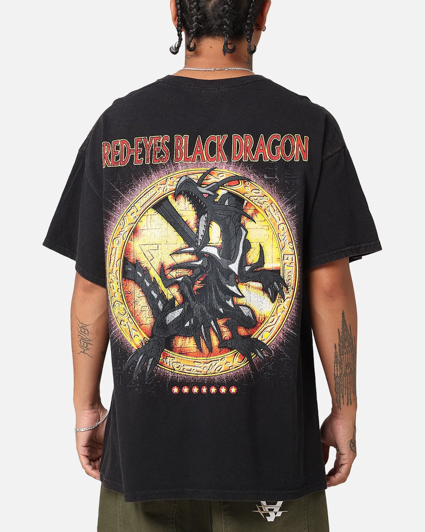 Goat Crew X Yu-Gi-Oh! Red Eyes Vintage T-Shirt Black Wash Casual Comfort Top Casual Look Wear