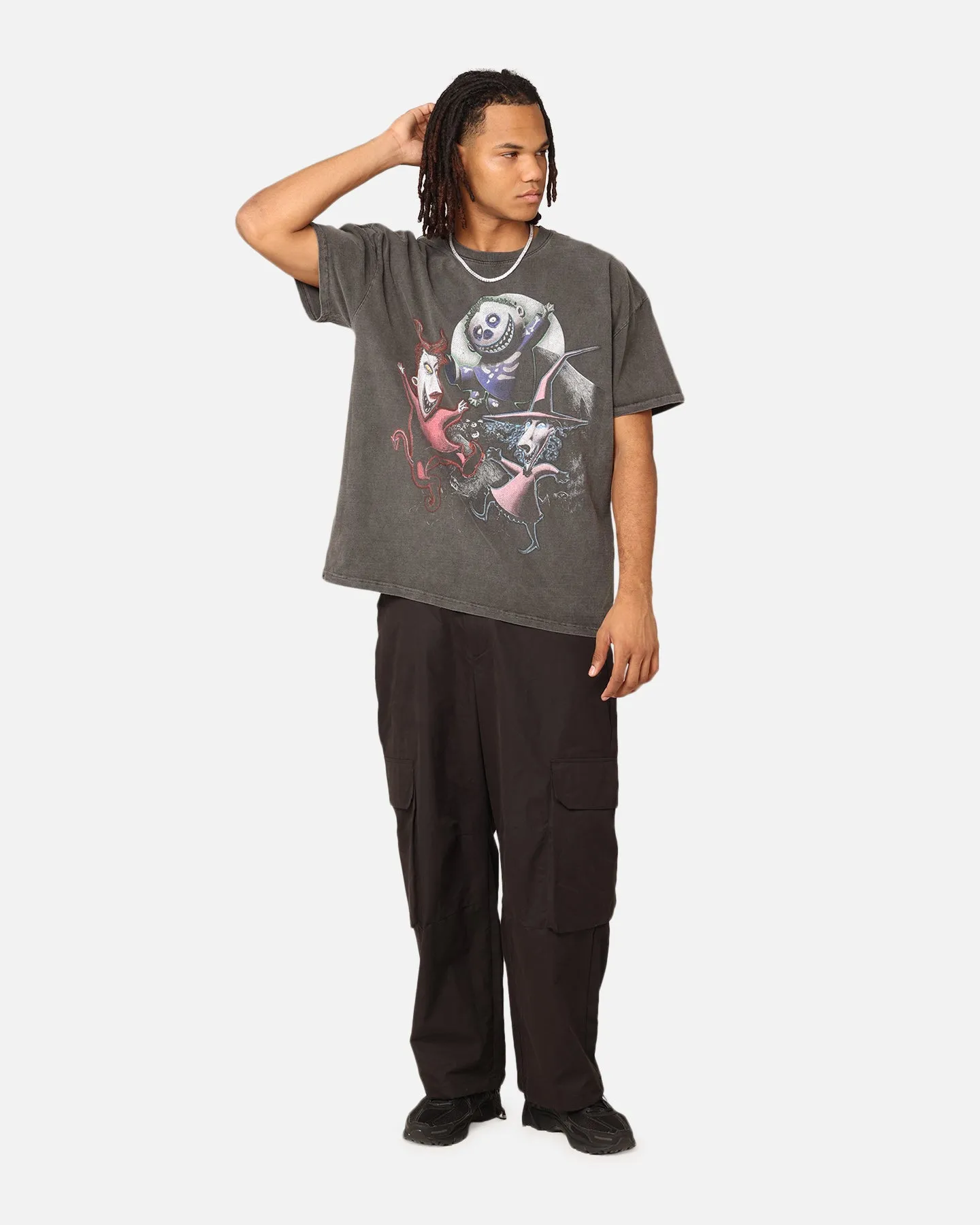 Trendy Wearable Goat Crew X The Nightmare Before Christmas Lock Shock & Barrel Heavyweight Vintage T-Shirt Black Wash