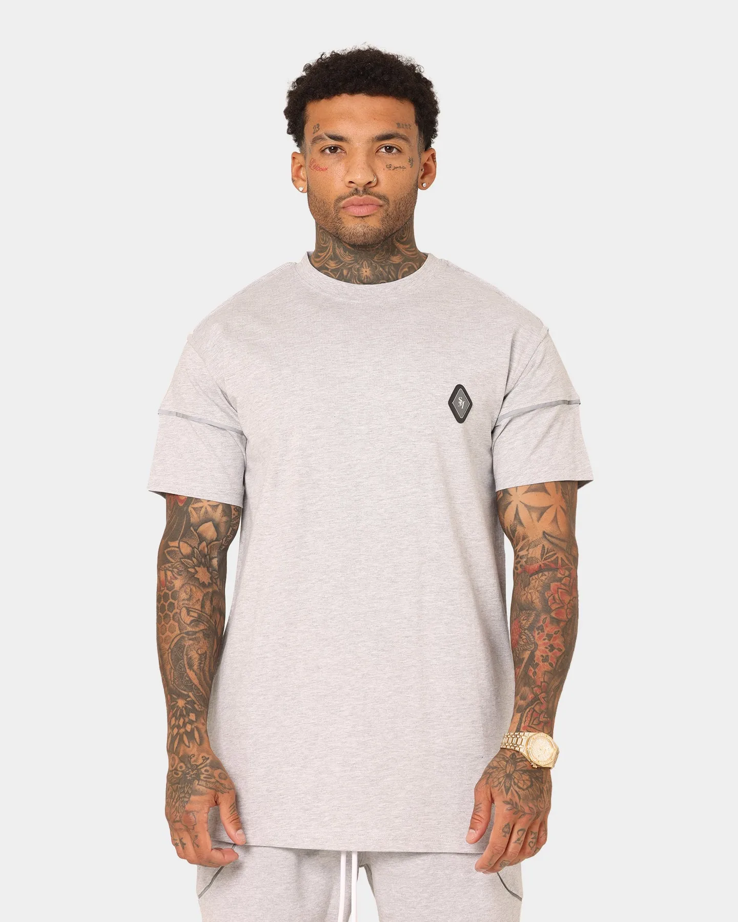 Oversized Fit Laser Cut Edges Saint Morta Polaris T-Shirt Grey/3M