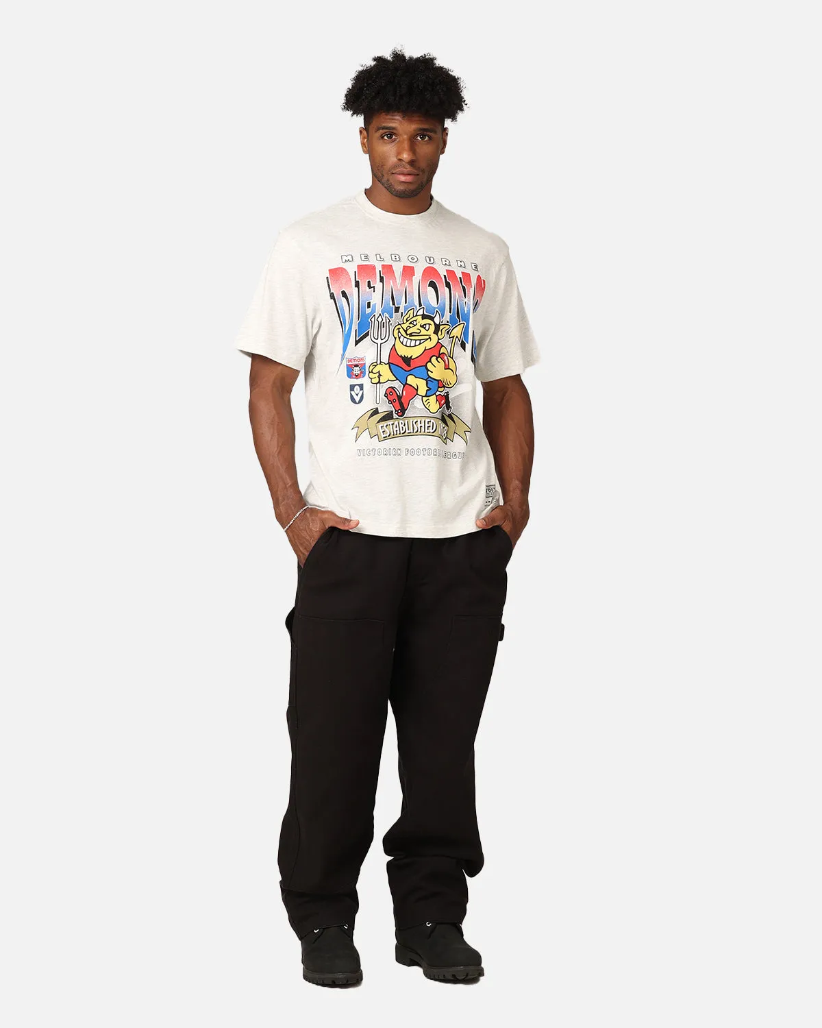 sequined details Mitchell & Ness Melbourne Demons Character T-Shirt Silver Marle