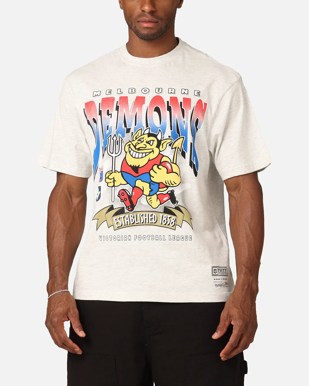 Mitchell & Ness Melbourne Demons Character T-Shirt Silver Marle Sporty Layer Look