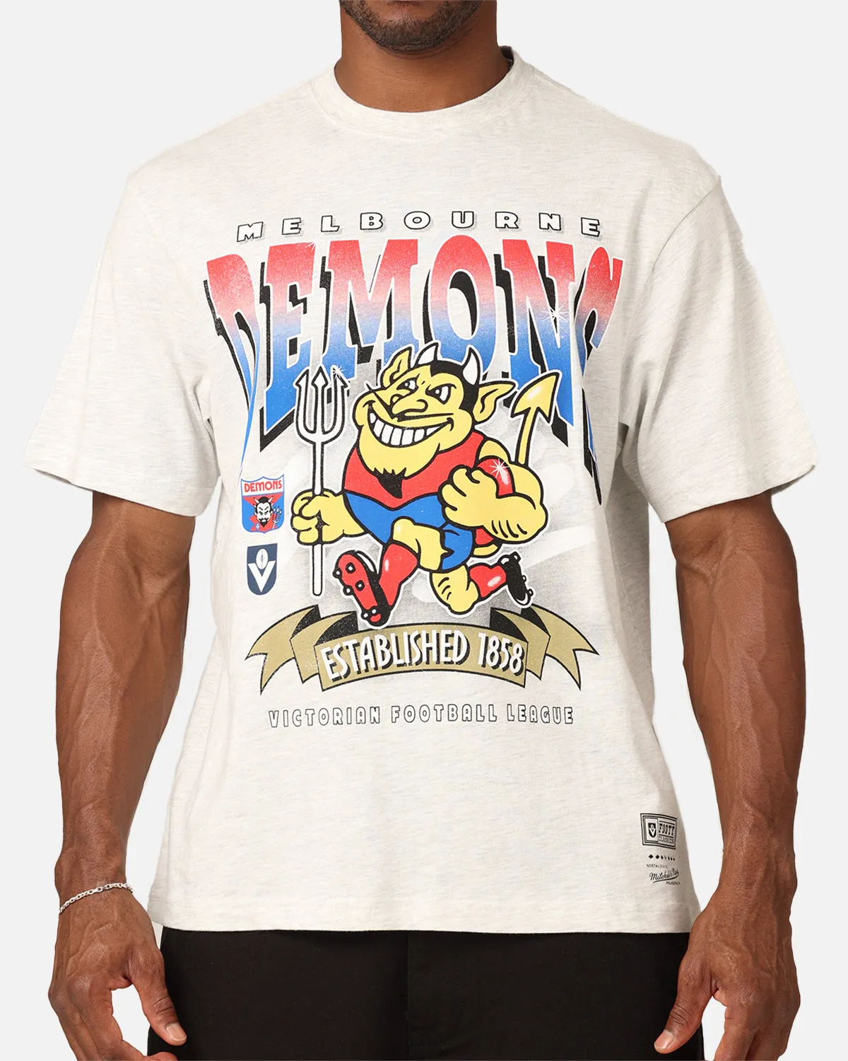 Mitchell & Ness Melbourne Demons Character T-Shirt Silver Marle NeutralTonesCollection Tight Fit