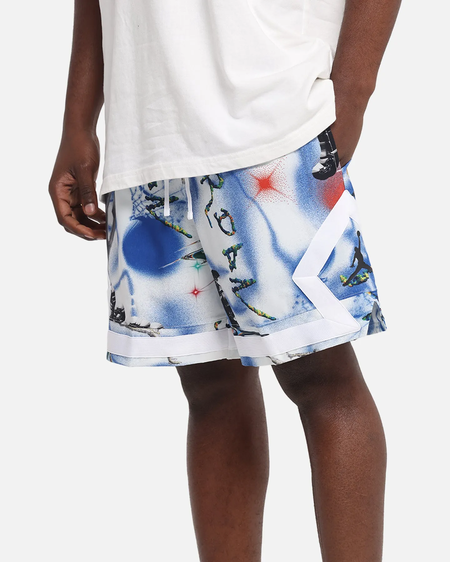 Jordan Jumpman Dri-FIT Sport Diamond Shorts White/Black Hidden Storage Compartment No Wrinkle