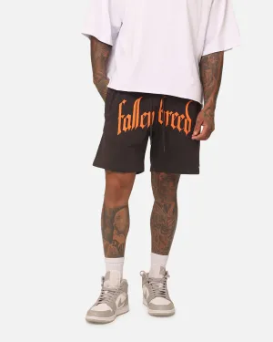 Tagless Labeling Fallen Breed Puff Logo Zip Sweat Shorts Charcoal/Orange