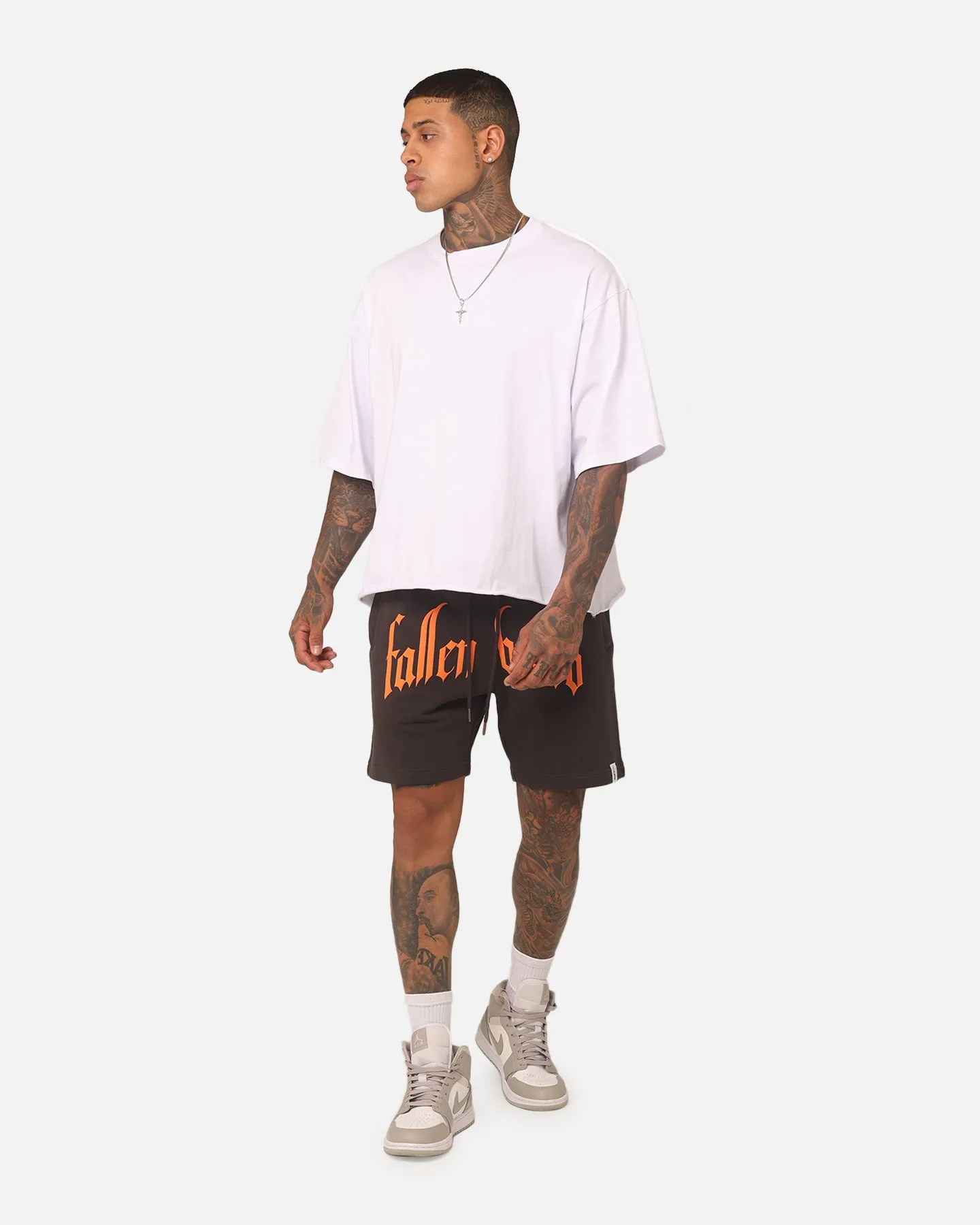 Flexible Wear Durable Quality Fallen Breed Puff Logo Zip Sweat Shorts Charcoal/Orange