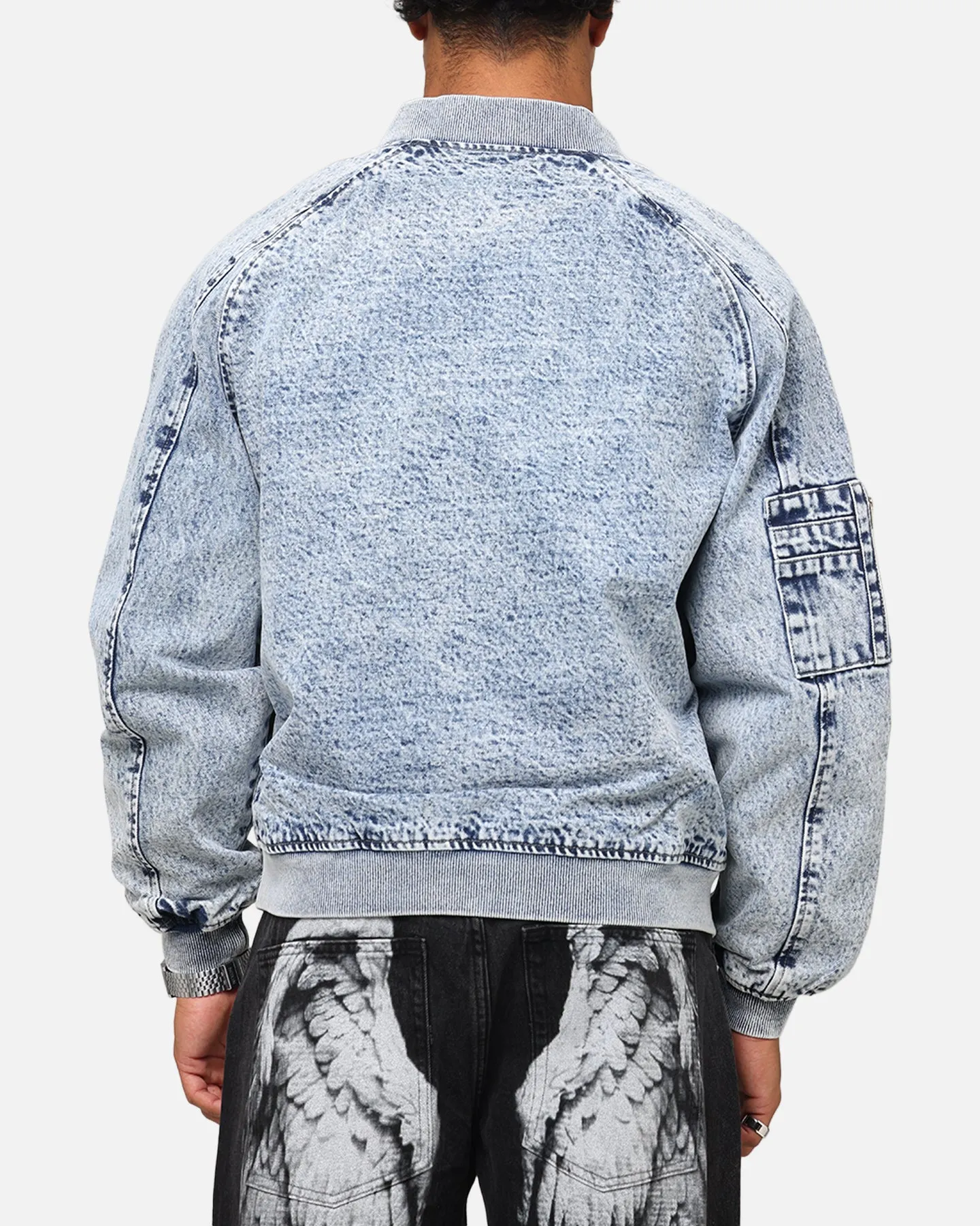OversizedFit City Vibes Saint Morta Flight Denim Jacket Blue Stonewash