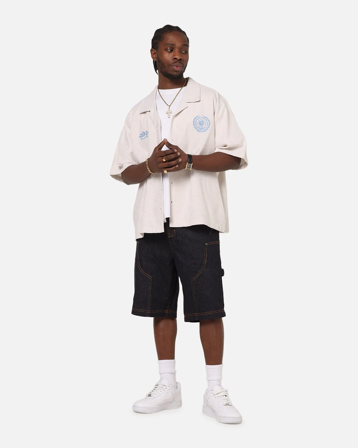Carre Work Jorts Dark Washed Indigo muted colors
