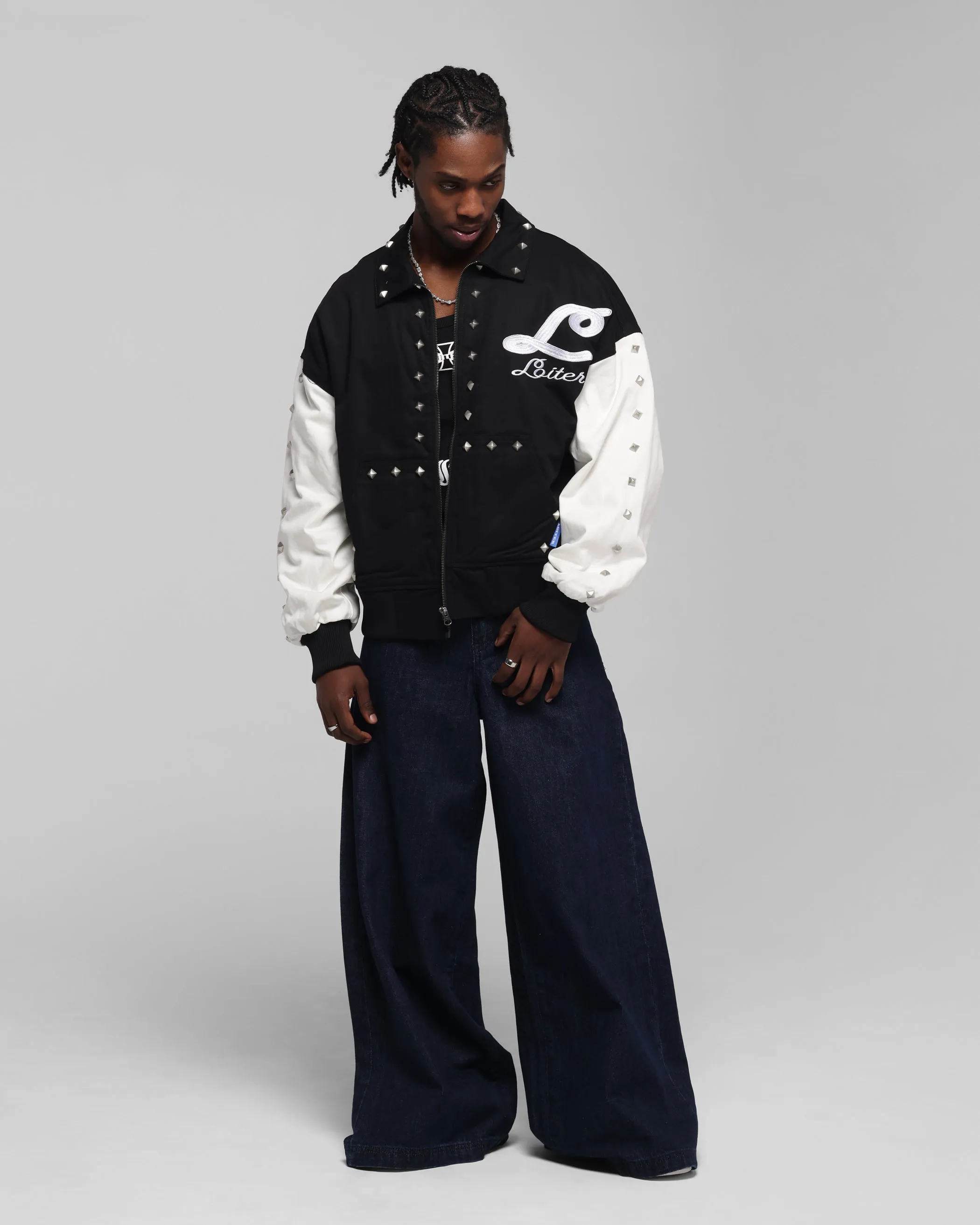 Heritage autumn season Loiter Frontier Varsity Jacket Black/Off White
