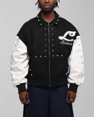 Detachable Collar Loiter Frontier Varsity Jacket Black/Off White