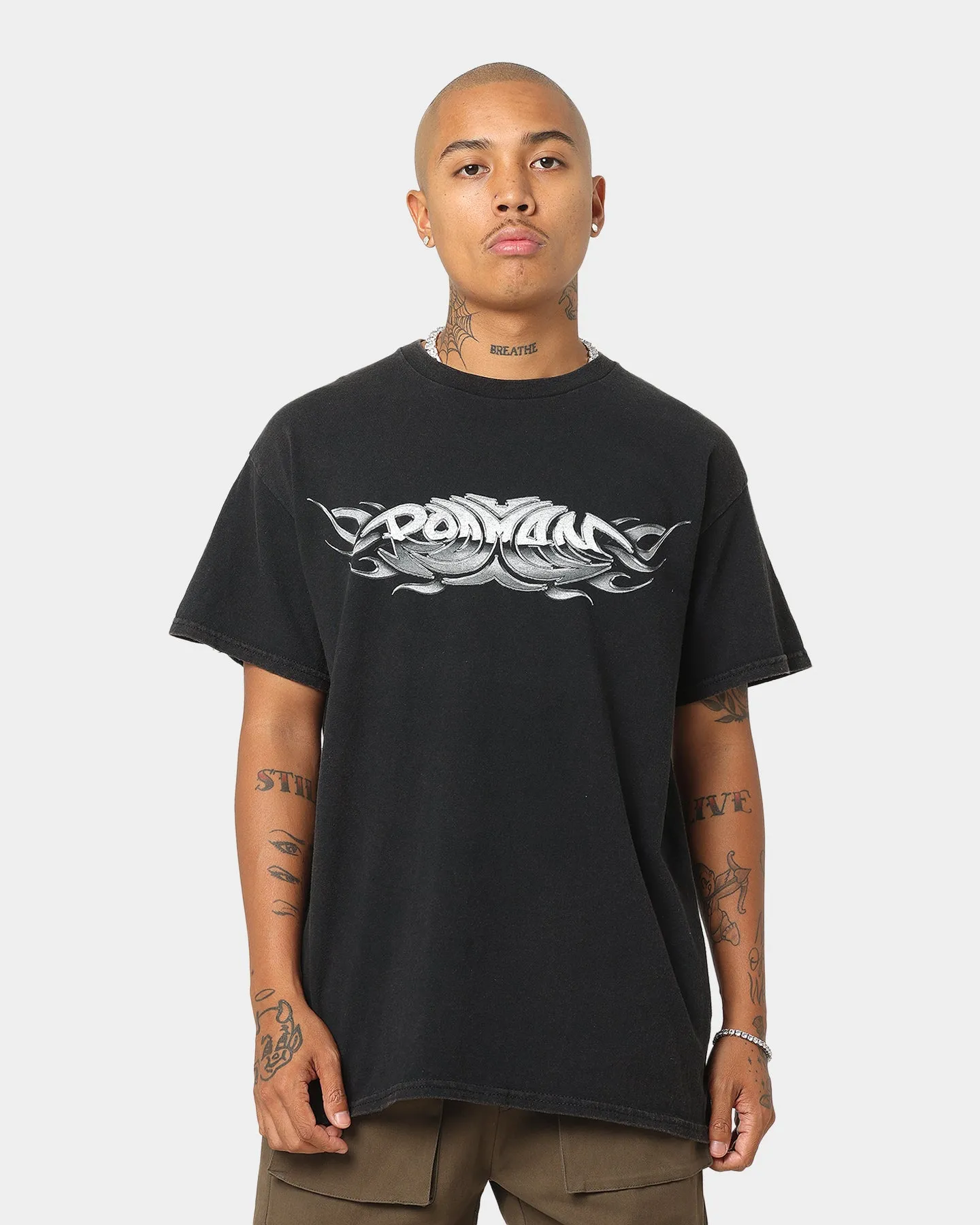 futuristic Casual Comfort Top Rodman Brand Metal Logo Vintage T-Shirt Black Wash