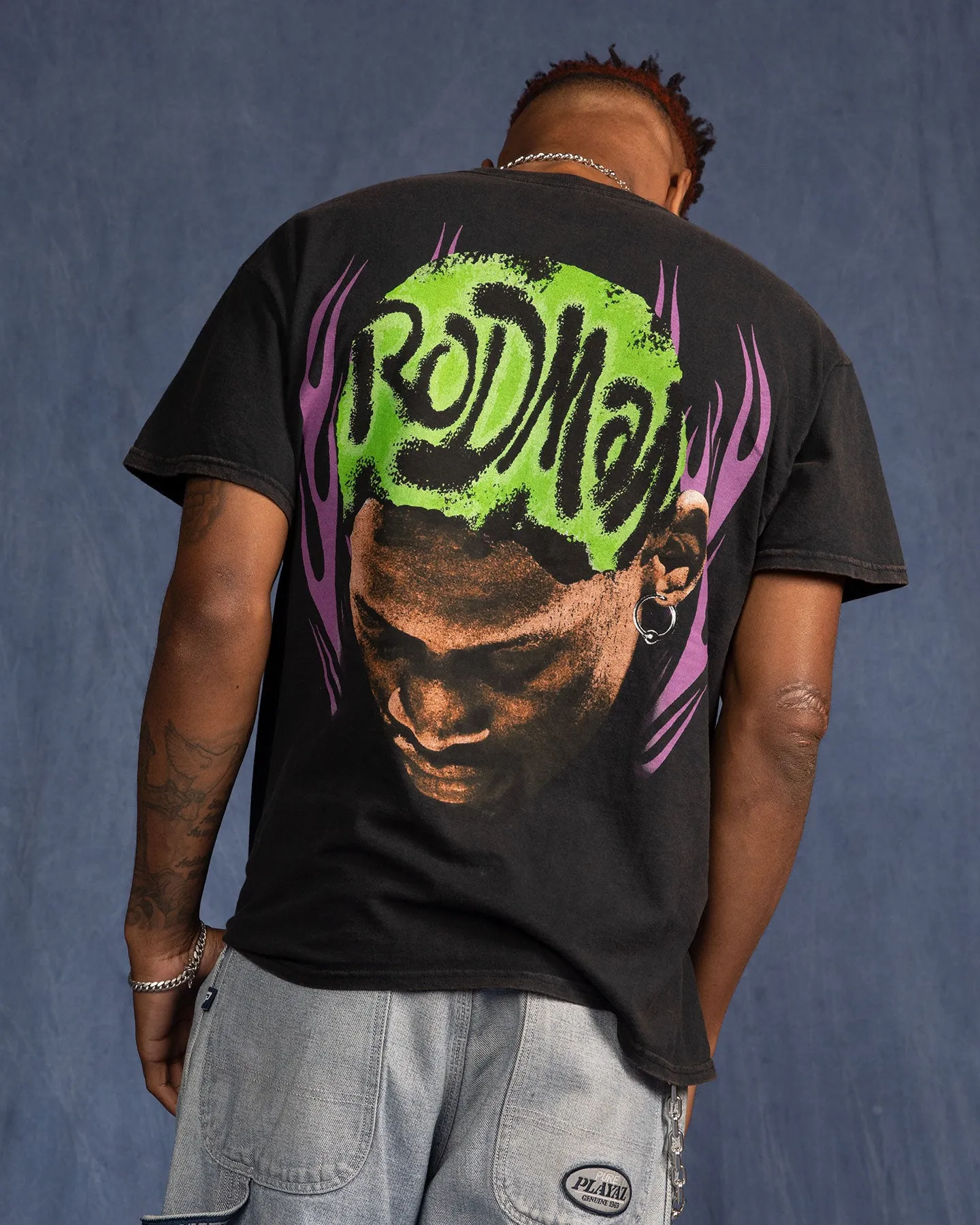 Relaxed Armhole Cut Soft Fabric Rodman Brand Metal Logo Vintage T-Shirt Black Wash