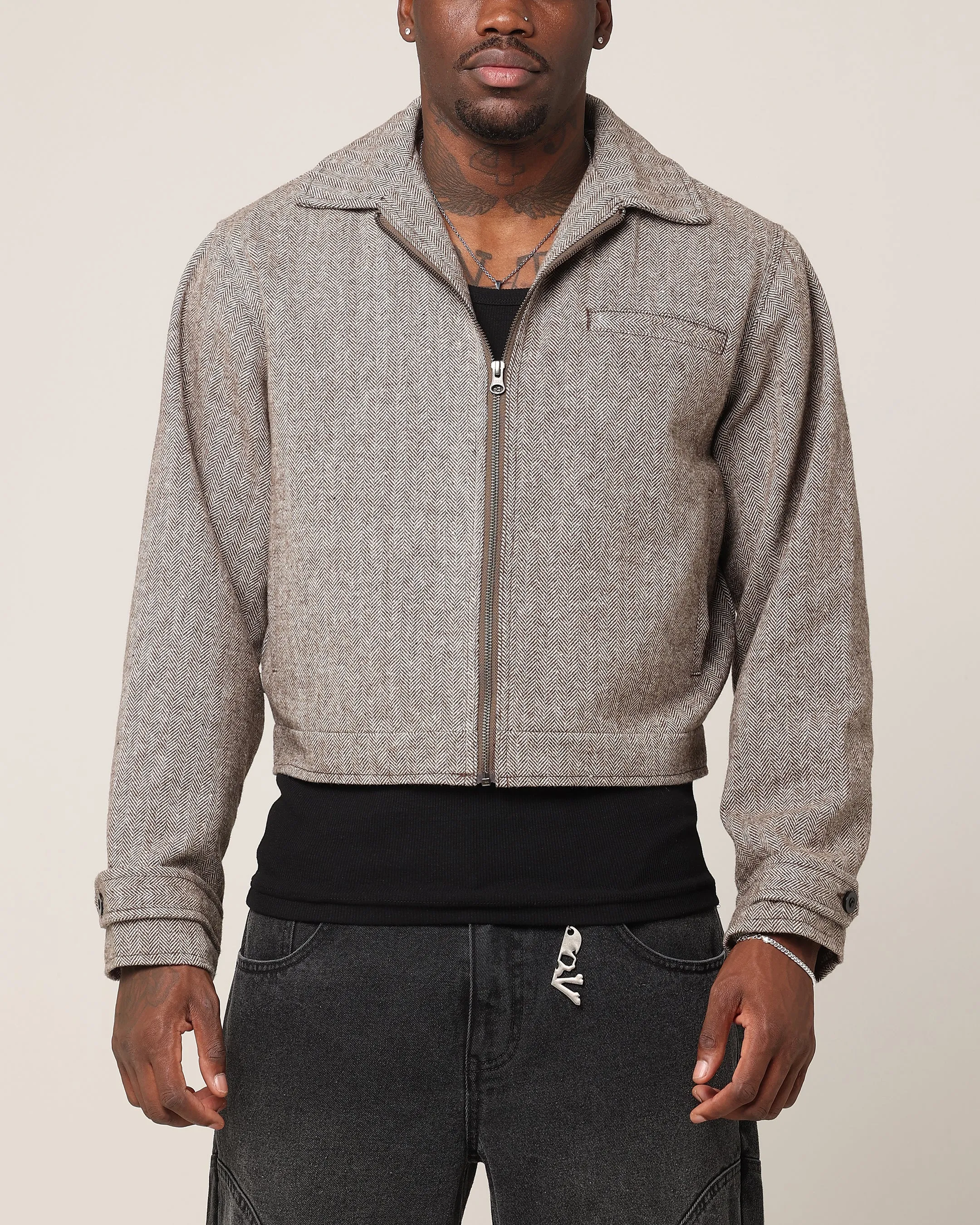 Saint Morta Tweed Cropped Jacket Brown autumn season