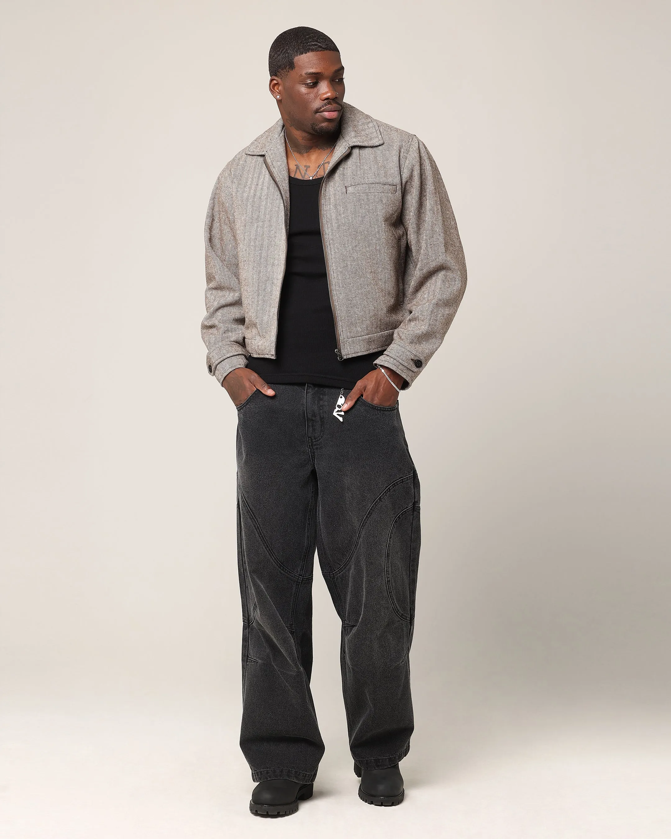 farmers Saint Morta Tweed Cropped Jacket Brown