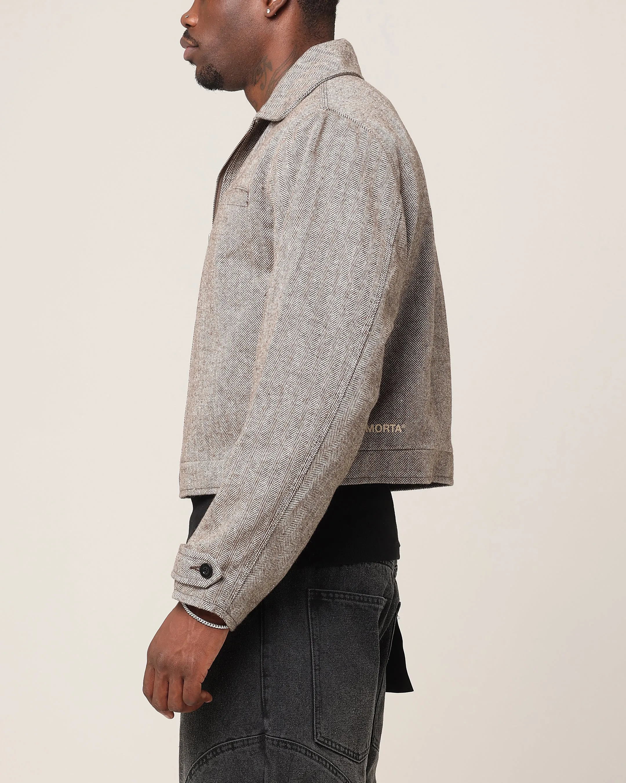 Saint Morta Tweed Cropped Jacket Brown Cool Fit