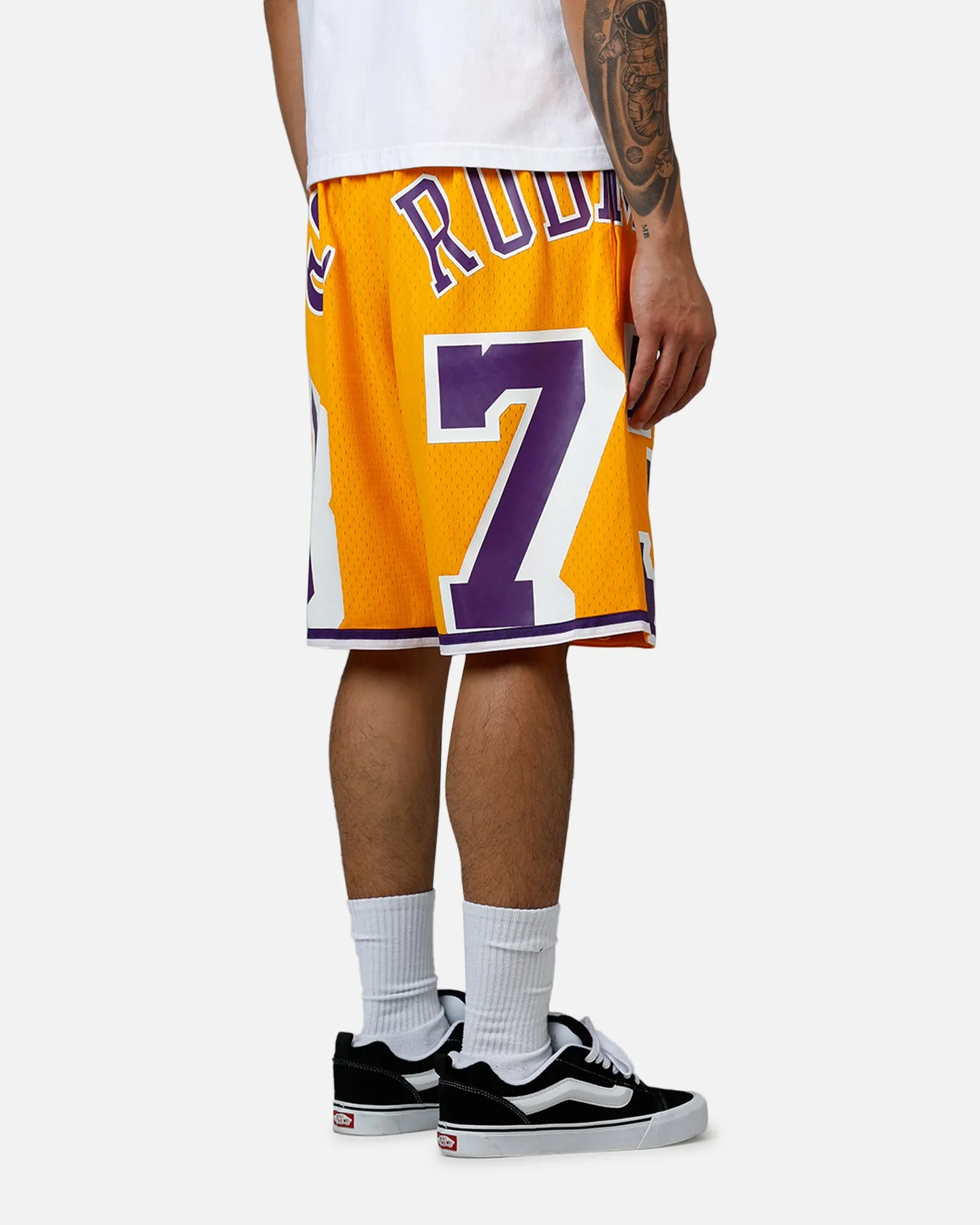 Slim Comfort Fit Mitchell & Ness Los Angeles Lakers Dennis Rodman Maxxed Out Shorts Yellow/Purple