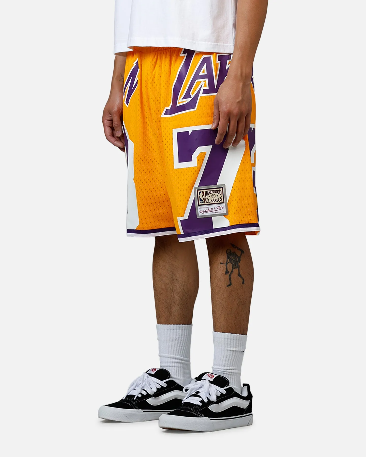 Mitchell & Ness Los Angeles Lakers Dennis Rodman Maxxed Out Shorts Yellow/Purple Low Maintenance Fabric Easy Stretch Fit