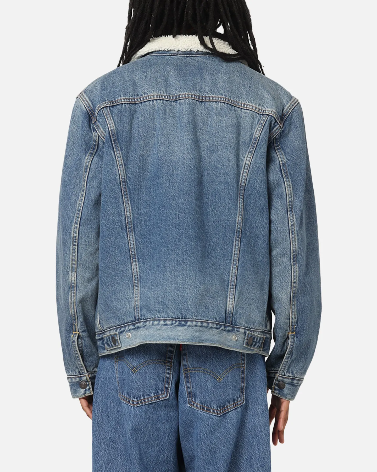 beach scene Hiking Gear Levi Strauss And Co Relaxed Fit Sherpa Trucker Jacket Blue