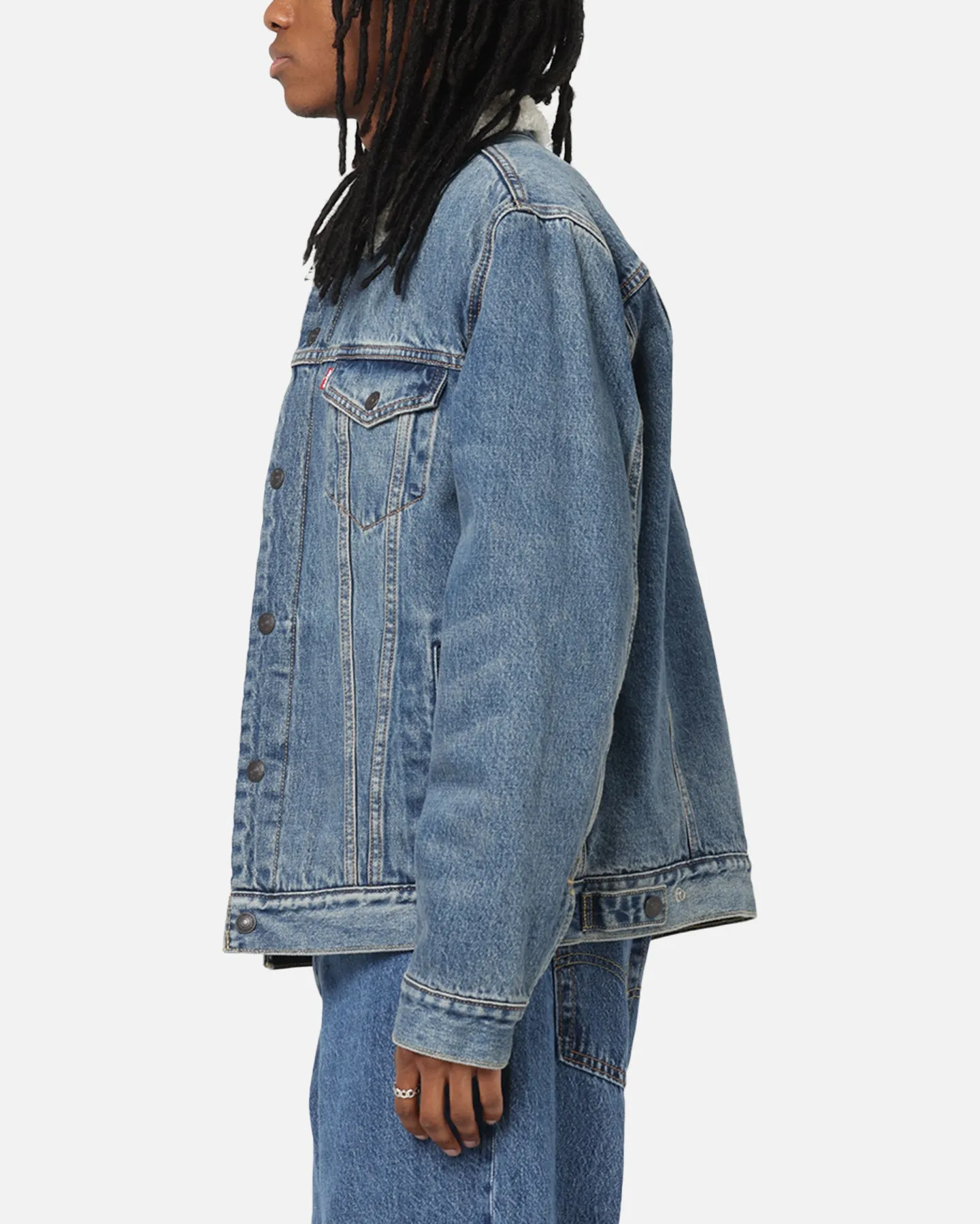 bike tour Multi Seasonal Levi Strauss And Co Relaxed Fit Sherpa Trucker Jacket Blue