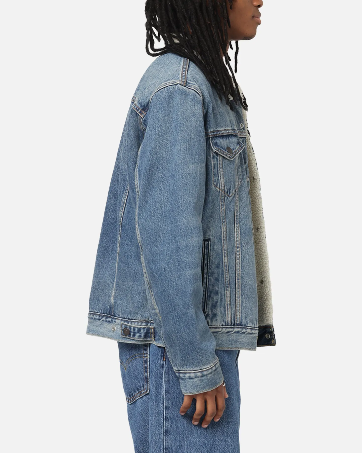 Breathable wear Levi Strauss And Co Relaxed Fit Sherpa Trucker Jacket Blue