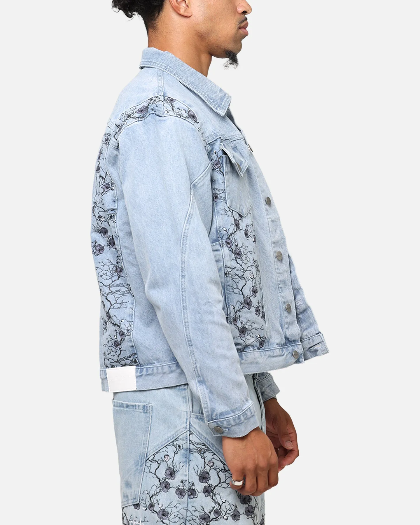 Secure Storage Compartments Saint Morta Poison Ivy Panel Denim Jacket Mid Blue