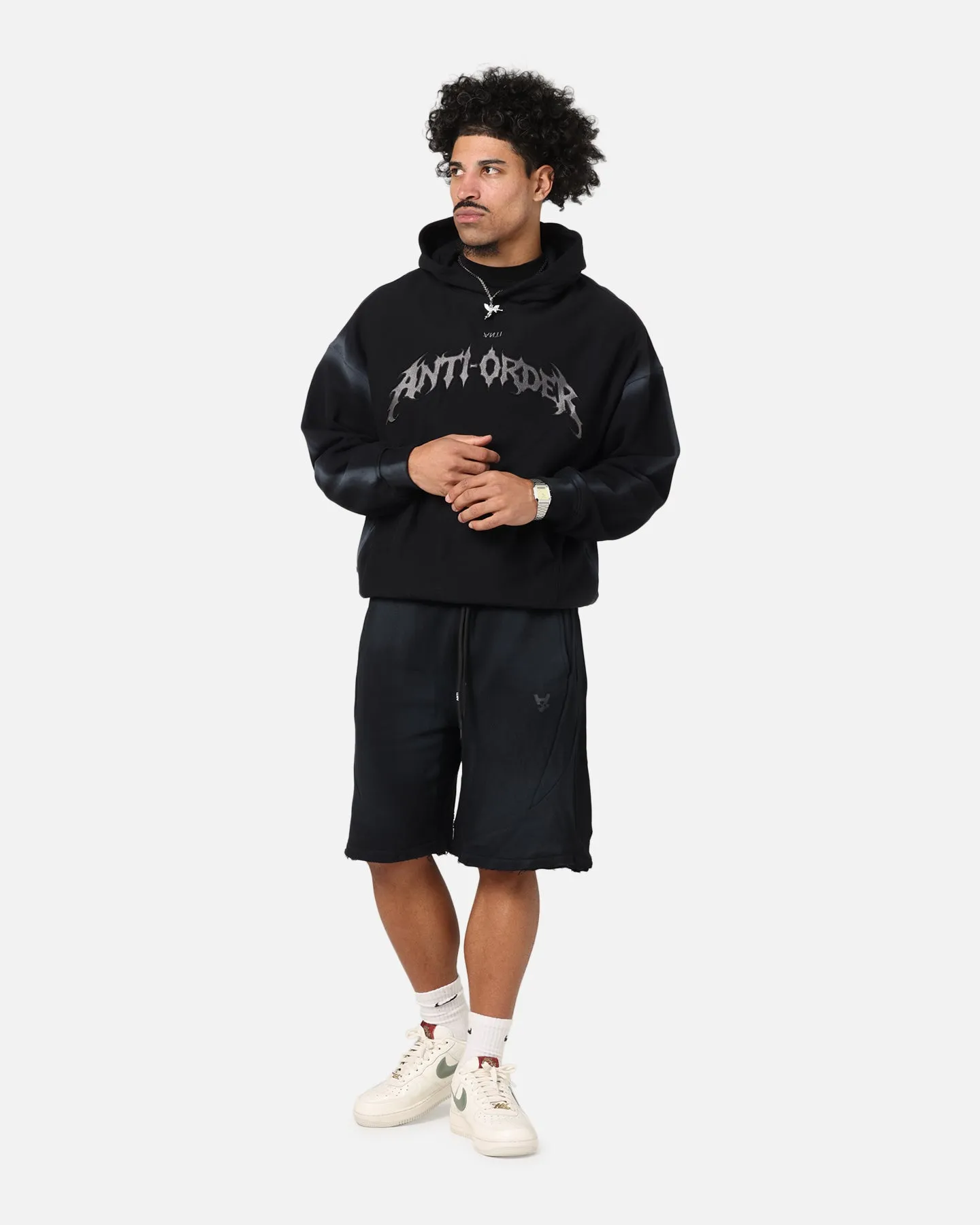 The Anti Order Apocalypse Sweat Shorts Sunfade Black Heat Safe DurableReinforcedElbow