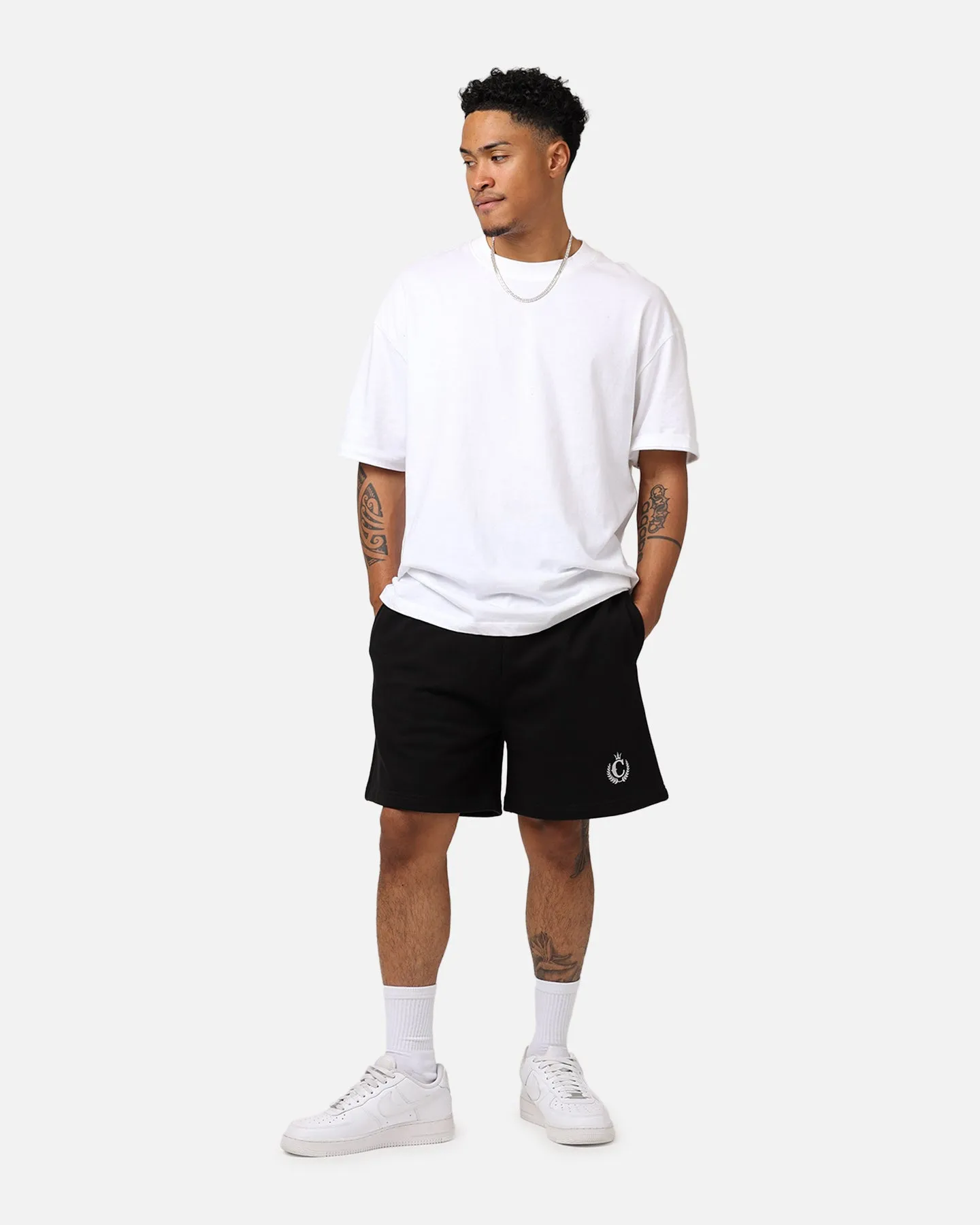 Poolside Wear Reflective Safety Details Culture Kings CK Sweat Shorts Black