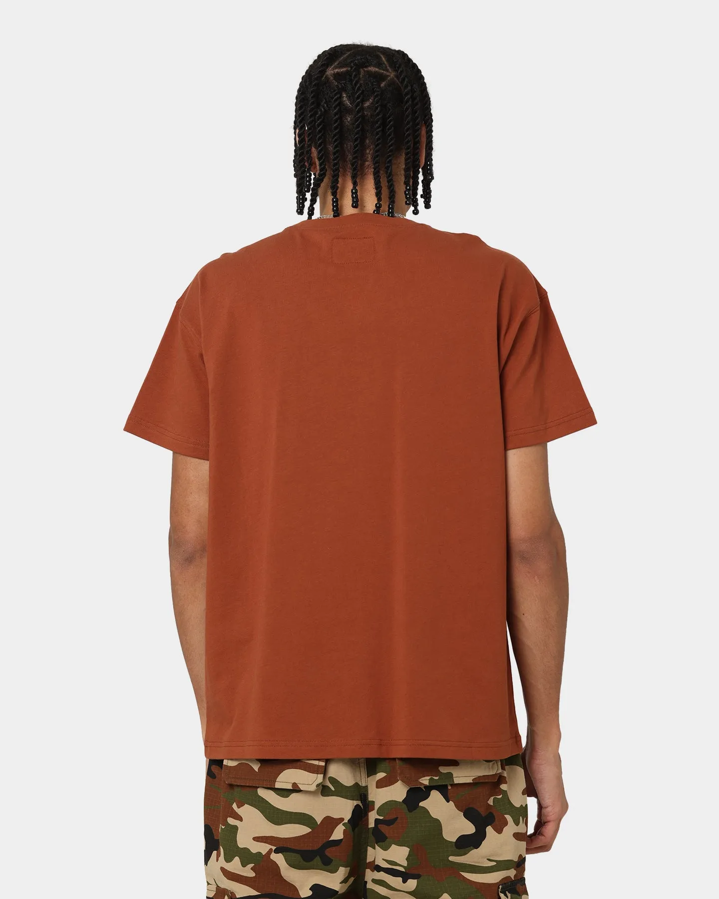 Sporty Layer Microfiber Blend Grand Scheme Pocket T-Shirt Brown
