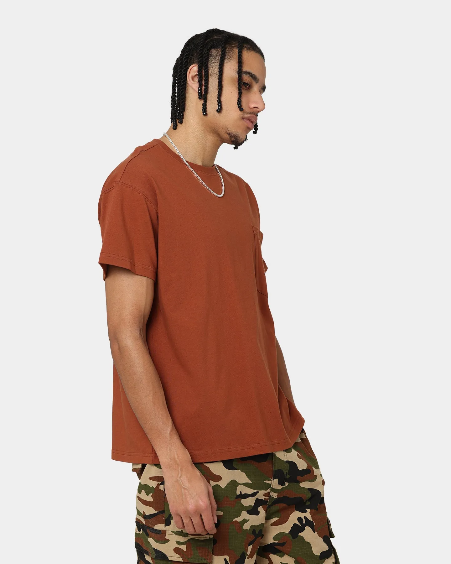 Eco Friendly Production Grand Scheme Pocket T-Shirt Brown
