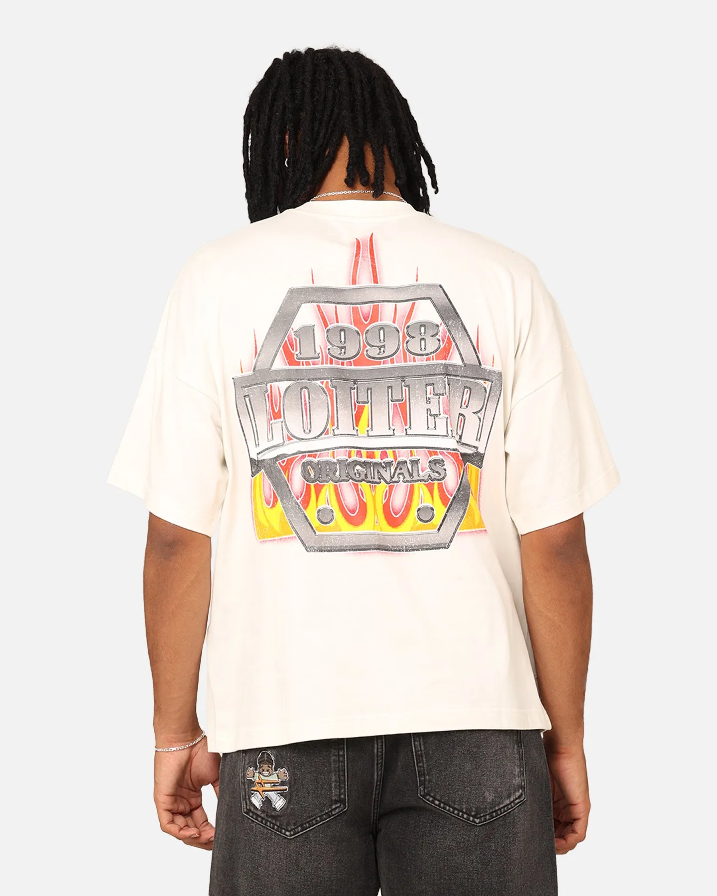 Comfy and Soft Loiter Motor Box T-Shirt Stone