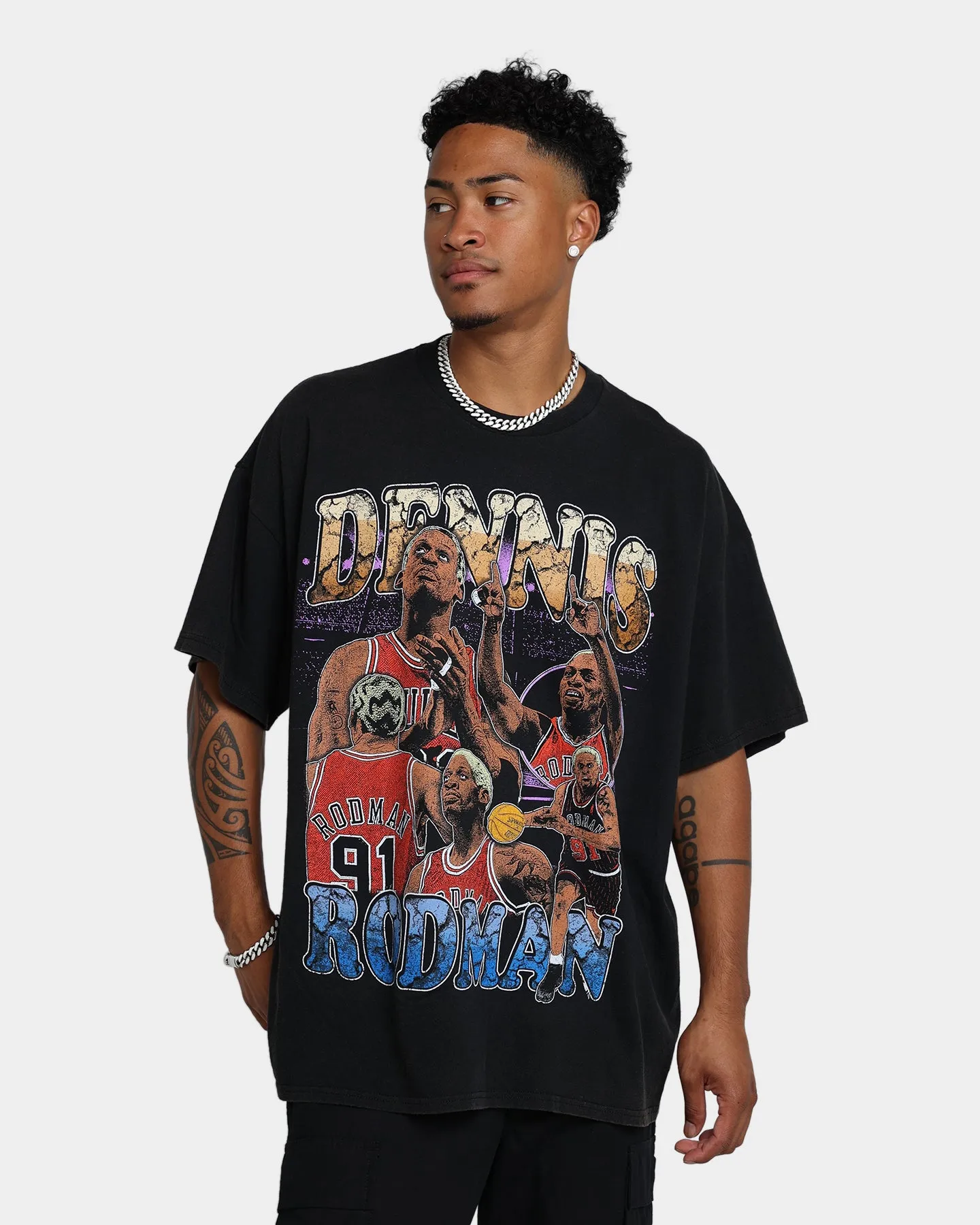 Fun and Relaxed Rodman Brand Cartoon Vintage T-Shirt Washed Black