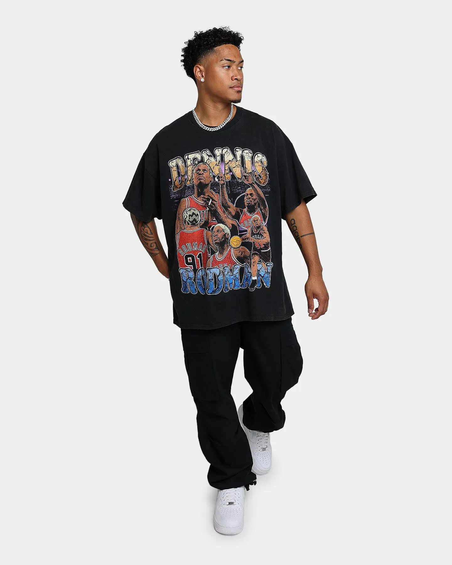 Rodman Brand Cartoon Vintage T-Shirt Washed Black elastic waistband