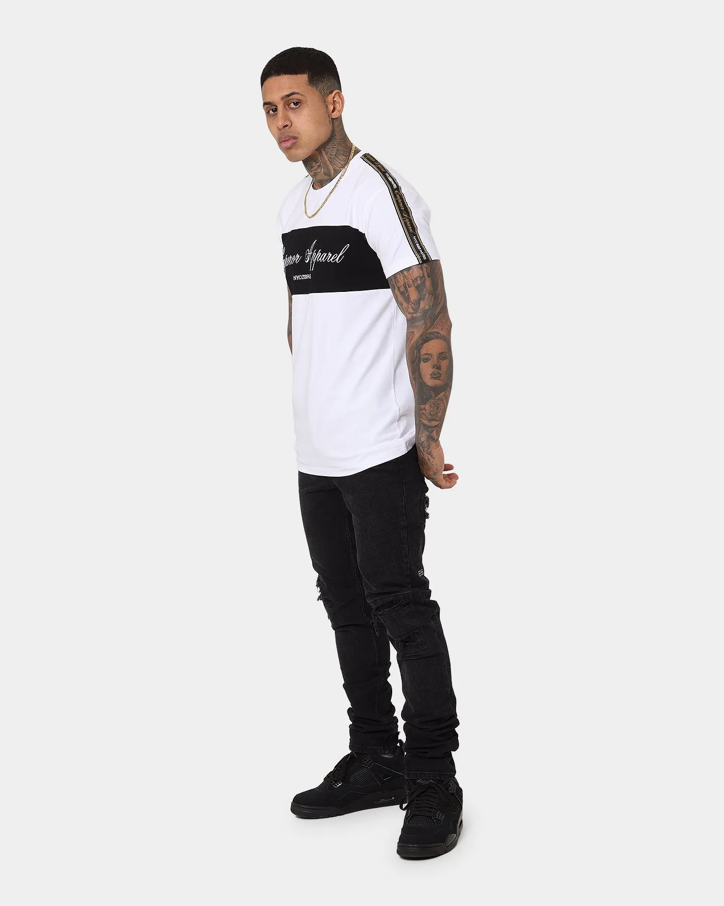Emperor Apparel Nouveau Hustle Short Sleeve T-Shirt White/Black UPF Rated Fabric