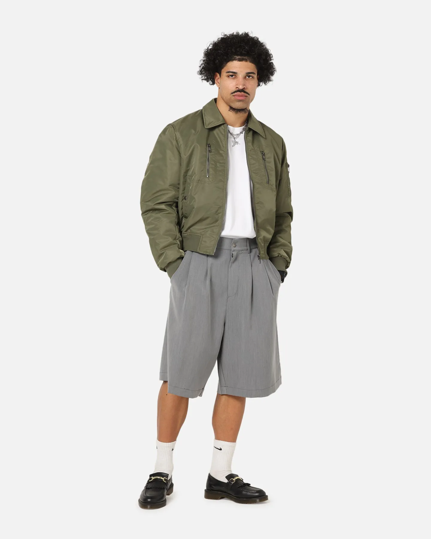 Easter wear XXIII Collared Bomber Jacket Khaki