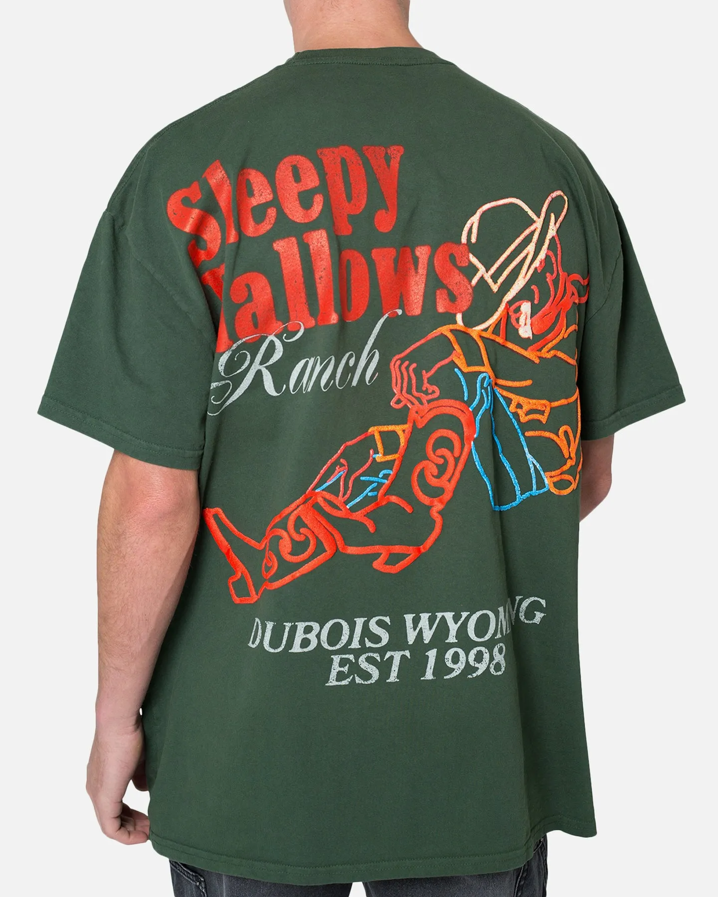 MNML Neon Cowboy T-Shirt Green BreathableMaterial Perfect for Travel