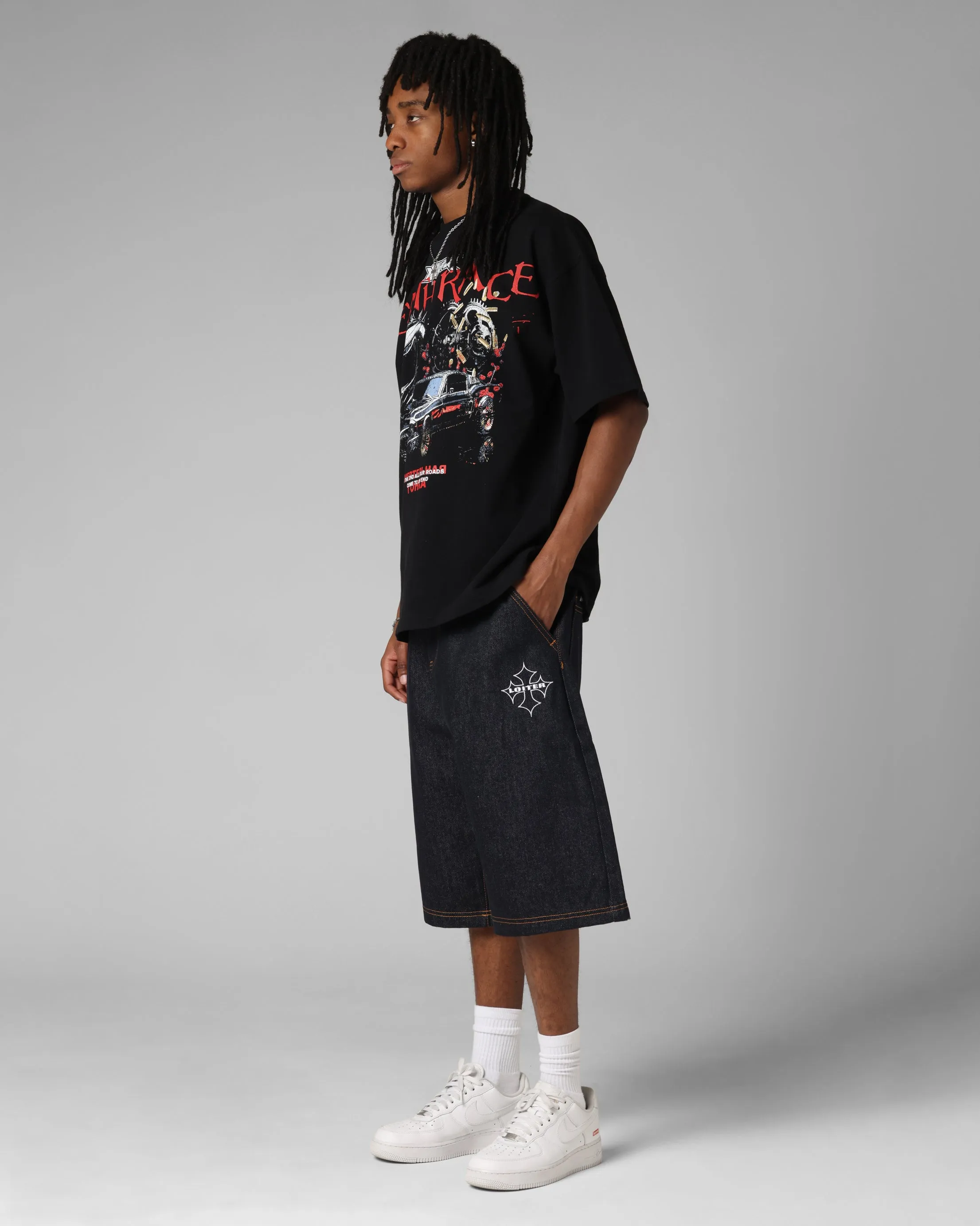 Loiter F-16 Denim Jorts Indigo Windproof Design Relaxed Vibe