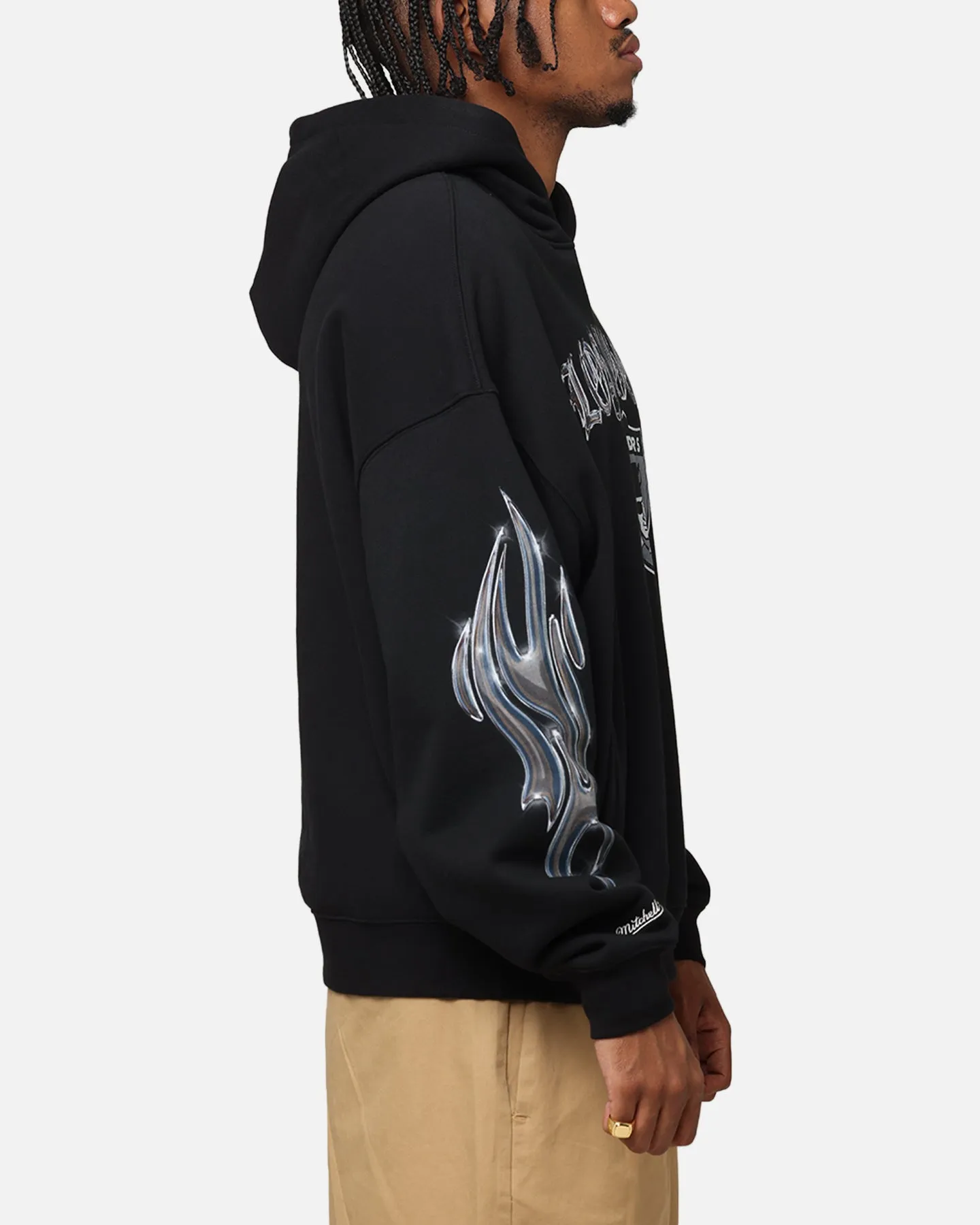 Mitchell & Ness Las Vegas Raiders Chrome Nation Hoodie Black Active Apparel Drawstring Hood
