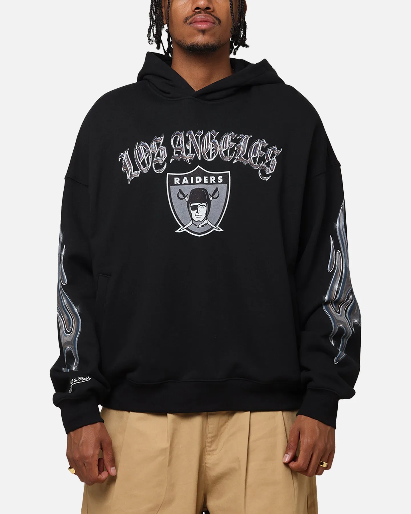 Mitchell & Ness Las Vegas Raiders Chrome Nation Hoodie Black half zip Oversized Fit