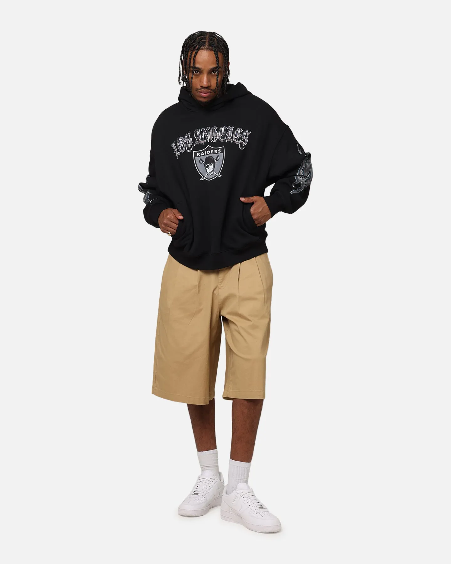 Mitchell & Ness Las Vegas Raiders Chrome Nation Hoodie Black Dual Pocket Configuration