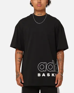 Drop Shoulder Cut Sporty Fashion Adidas Basketball Select T-Shirt Black